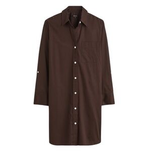 Madewell Y-Neck Relaxed Shirtdress in Dark Carob Brown